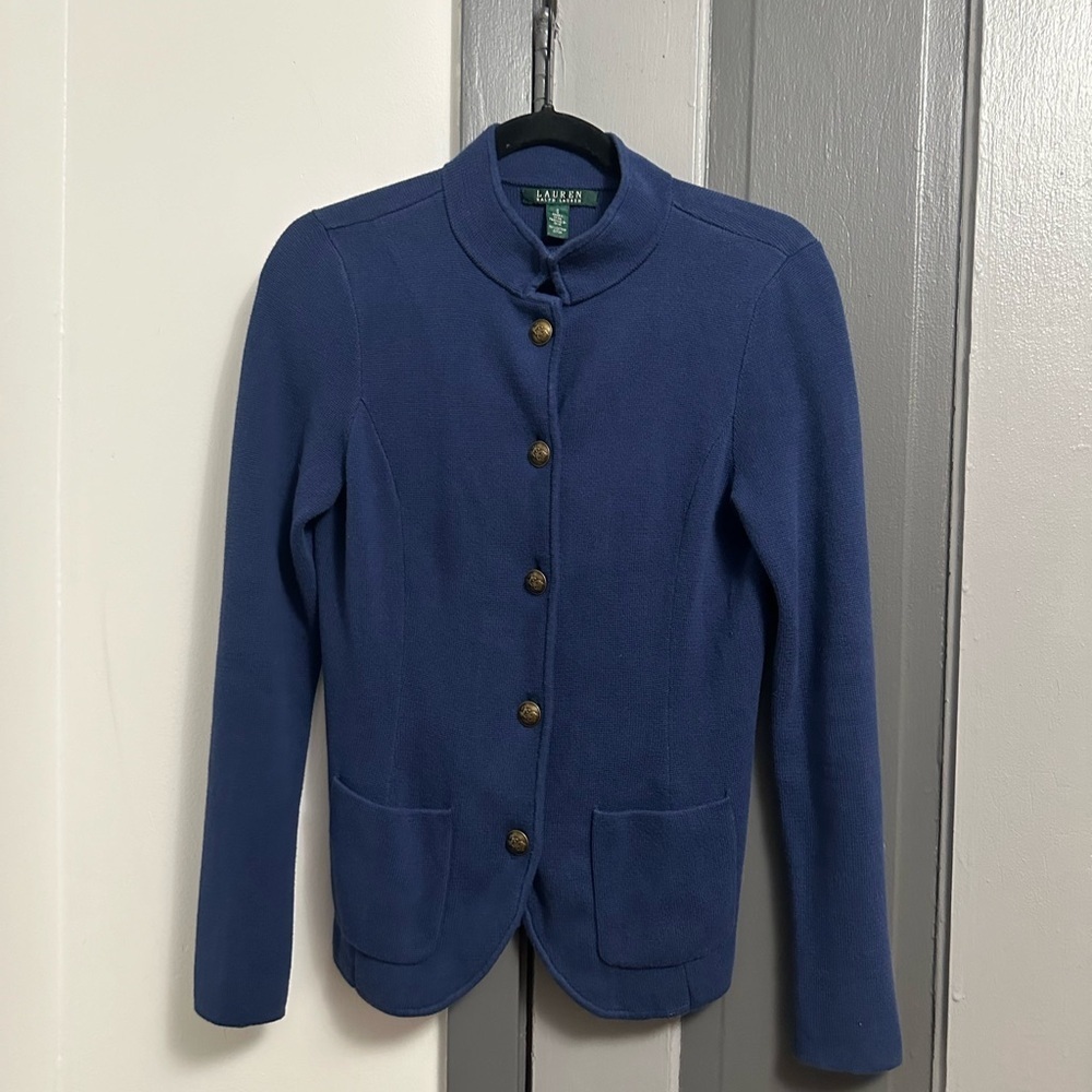 Lauren Ralph Lauren Navy Blue Knit Blazer/Cardigan